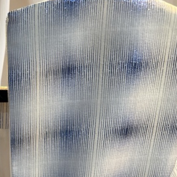 Carlisle Collection NWT Designer Dress, Shimmer Sheen White&Blue W/Pearl Detail - Picture 5 of 11